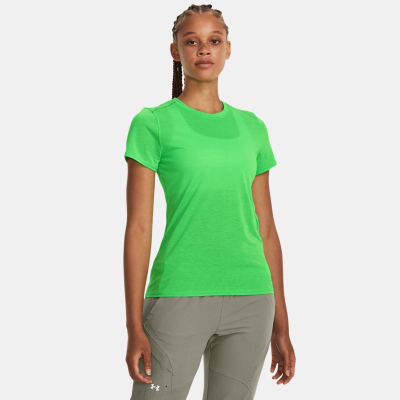 Women's Under Armour Run Anywhere Breeze Short Sleeve Green Screen / Olive Tint / Reflective XS